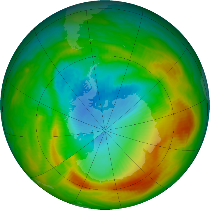 Antarctic ozone map for 10 November 1980